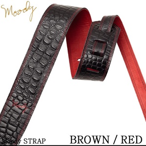 무디 기타스트랩 Faux Gator Leather-2.5&quot; - Std (Brown/Red)뮤직메카